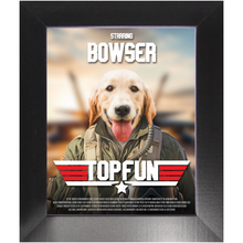 Load image into Gallery viewer, TOP FUN Movie Poster - Top Gun Inspired Custom Pet Portrait Framed Satin Paper Print