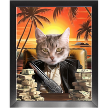 Load image into Gallery viewer, SAY HELLO TO MY LITTLE FRIEND - Scarface Inspired Custom Pet Portrait Framed Satin Paper Print