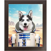 Load image into Gallery viewer, R.2.D.TOO - R2D2 & Star Wars Inspired Custom Pet Portrait Framed Satin Paper Print