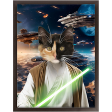 Load image into Gallery viewer, FLUKE CARCHASER IN SPACE - Jedi Luke Skywalker & Star Wars Inspired Custom Pet Portrait Framed Satin Paper Print