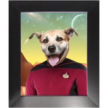 Load image into Gallery viewer, CAPTAIN DIGYARD - Star Trek Inspired Custom Pet Portrait Framed Satin Paper Print