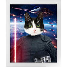 Load image into Gallery viewer, BARK LORD IN SPACE - Kylo Ren & Star Wars Inspired Custom Pet Portrait Framed Satin Paper Print