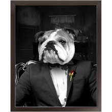 Load image into Gallery viewer, The Dogfather - Godfather, Gangster & Mafia Inspired Custom Pet Portrait Framed Satin Paper Print
