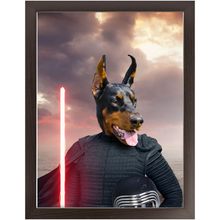 Load image into Gallery viewer, Bark Lord - Kylo Ren & Star Wars Inspired Custom Pet Portrait Framed Satin Paper Print