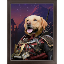 Load image into Gallery viewer, SAMUWRY SMILE - Samurai Inspired Custom Pet Portrait Framed Satin Paper Print
