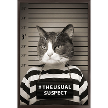Load image into Gallery viewer, The Usual Suspect - Gangster Mugshot Inspired Custom Pet Portrait Framed Satin Paper Print