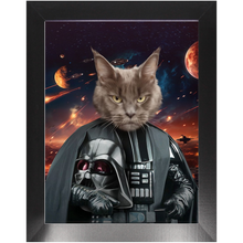 Load image into Gallery viewer, BATH EVADER IN SPACE - Darth Vader & Star Wars Inspired Custom Pet Portrait Framed Satin Paper Print