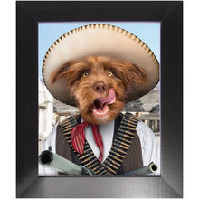 Load image into Gallery viewer, A Pawfull Of Pesos - Mexican Bandit Inspired Custom Pet Portrait Framed Satin Paper Print