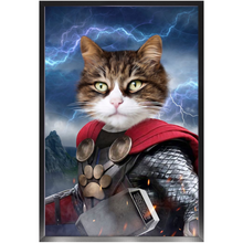 Load image into Gallery viewer, God of Blunder - Thor, Superhero Inspired Custom Pet Portrait Framed Satin Paper Print