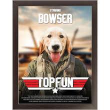 Load image into Gallery viewer, TOP FUN Movie Poster - Top Gun Inspired Custom Pet Portrait Framed Satin Paper Print