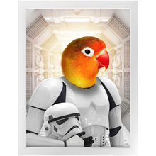 Load image into Gallery viewer, Storm Blooper - Storm Trooper & Star Wars Inspired Custom Pet Portrait Framed Satin Paper Print
