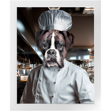 Load image into Gallery viewer, MAKING A MEAL OF IT - Chef & Cook Inspired Custom Pet Portrait Framed Satin Paper Print