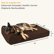 Load image into Gallery viewer, Barker Beds Orthopedic Dog Bed - 7" Pillow Top XL Size (52 X 36 X 11) - Luxury Washable Large Dog Bed with Headrest - Memory Foam Mattress for Big Dogs (Chocolate)