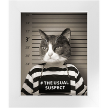 Load image into Gallery viewer, The Usual Suspect - Gangster Mugshot Inspired Custom Pet Portrait Framed Satin Paper Print