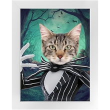 Load image into Gallery viewer, Jack O'Lantin - Christmas & Halloween Inspired Custom Pet Portrait Framed Satin Paper Print