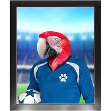 Load image into Gallery viewer, Get Your Kicks- Football, Soccer Player Inspired Custom Pet Portrait Framed Satin Paper Print