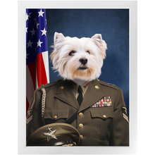 Load image into Gallery viewer, GENERAL I. ZING - Military General Inspired Custom Pet Portrait Framed Satin Paper Print