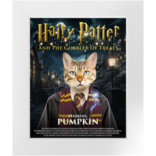 Load image into Gallery viewer, HAIRY PATTER Movie Poster - Harry Potter Inspired Custom Pet Portrait Framed Satin Paper Print