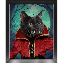 Load image into Gallery viewer, Vampiracle - Halloween & Vampires Inspired Custom Pet Portrait Framed Satin Paper Print