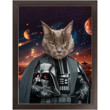 Load image into Gallery viewer, BATH EVADER IN SPACE - Darth Vader & Star Wars Inspired Custom Pet Portrait Framed Satin Paper Print