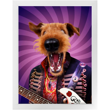 Load image into Gallery viewer, Purple Craze - Jimmy Hendrix, Rock and Roll Inspired Custom Pet Portrait Framed Satin Paper Print