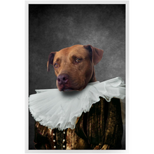 Load image into Gallery viewer, Duchess Courage - Renaissance Inspired Custom Pet Portrait Framed Satin Paper Print