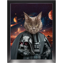 Load image into Gallery viewer, BATH EVADER IN SPACE - Darth Vader & Star Wars Inspired Custom Pet Portrait Framed Satin Paper Print