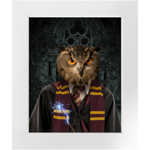Load image into Gallery viewer, Gryfting Away - Harry Potter Inspired Custom Pet Portrait Framed Satin Paper Print