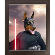 Load image into Gallery viewer, Bark Lord - Kylo Ren & Star Wars Inspired Custom Pet Portrait Framed Satin Paper Print