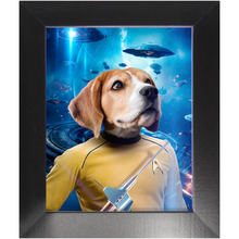 Load image into Gallery viewer, CAPTAIN QUIRK IN SPACE - Star Trek Inspired Custom Pet Portrait Framed Satin Paper Print