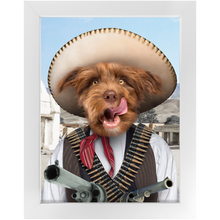 Load image into Gallery viewer, A Pawfull Of Pesos - Mexican Bandit Inspired Custom Pet Portrait Framed Satin Paper Print