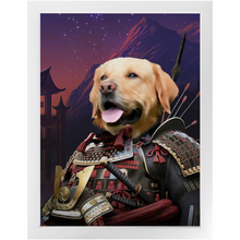 Load image into Gallery viewer, SAMUWRY SMILE - Samurai Inspired Custom Pet Portrait Framed Satin Paper Print