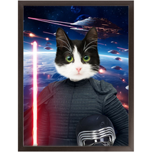 Load image into Gallery viewer, BARK LORD IN SPACE - Kylo Ren & Star Wars Inspired Custom Pet Portrait Framed Satin Paper Print
