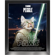 Load image into Gallery viewer, STAR PAWS Movie Poster - Star Wars Inspired Custom Pet Portrait Framed Satin Paper Print