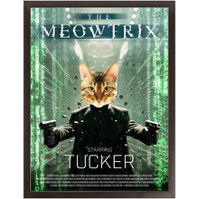 Load image into Gallery viewer, THE MEOWTRIX Movie Poster - The Matrix Inspired Custom Pet Portrait Framed Satin Paper Print