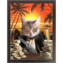Load image into Gallery viewer, SAY HELLO TO MY LITTLE FRIEND - Scarface Inspired Custom Pet Portrait Framed Satin Paper Print