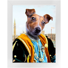 Load image into Gallery viewer, The Venice Menace - Royalty & Renaissance Inspired Custom Pet Portrait Framed Satin Paper Print