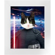 Load image into Gallery viewer, BARK LORD IN SPACE - Kylo Ren & Star Wars Inspired Custom Pet Portrait Framed Satin Paper Print