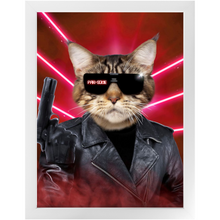 Load image into Gallery viewer, Kyle B Bakk - Arnold Schwarzenegger The Terminator Inspired Custom Pet Portrait Framed Satin Paper Print
