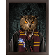 Load image into Gallery viewer, Gryfting Away - Harry Potter Inspired Custom Pet Portrait Framed Satin Paper Print