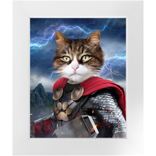 Load image into Gallery viewer, God of Blunder - Thor, Superhero Inspired Custom Pet Portrait Framed Satin Paper Print