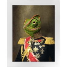 Load image into Gallery viewer, GENERAL LEE AMESS - Renaissance Inspired Custom Pet Portrait Framed Satin Paper Print