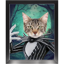 Load image into Gallery viewer, Jack O'Lantin - Christmas & Halloween Inspired Custom Pet Portrait Framed Satin Paper Print
