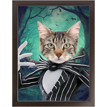Load image into Gallery viewer, Jack O'Lantin - Christmas & Halloween Inspired Custom Pet Portrait Framed Satin Paper Print