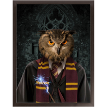 Load image into Gallery viewer, Gryfting Away - Harry Potter Inspired Custom Pet Portrait Framed Satin Paper Print