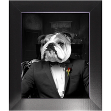 Load image into Gallery viewer, The Dogfather - Godfather, Gangster & Mafia Inspired Custom Pet Portrait Framed Satin Paper Print
