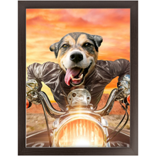 Load image into Gallery viewer, Squeezy Rider - Easy Rider & Motorcycle Inspired Custom Pet Portrait Framed Satin Paper Print