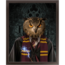 Load image into Gallery viewer, Gryfting Away - Harry Potter Inspired Custom Pet Portrait Framed Satin Paper Print