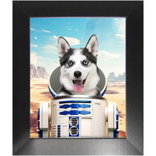 Load image into Gallery viewer, R.2.D.TOO - R2D2 & Star Wars Inspired Custom Pet Portrait Framed Satin Paper Print