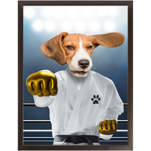 Load image into Gallery viewer, Pork Chop - Karate & Martial Arts Inspired Custom Pet Portrait Framed Satin Paper Print